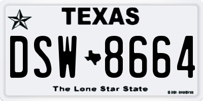 TX license plate DSW8664