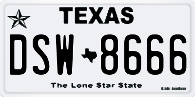 TX license plate DSW8666