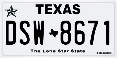 TX license plate DSW8671