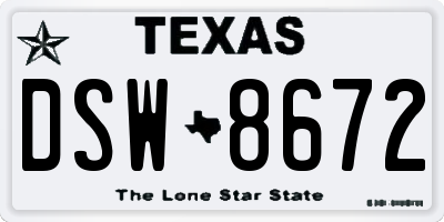 TX license plate DSW8672