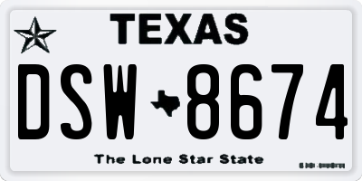 TX license plate DSW8674