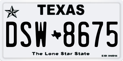 TX license plate DSW8675
