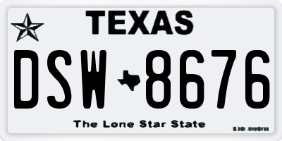 TX license plate DSW8676