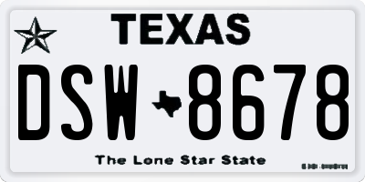 TX license plate DSW8678
