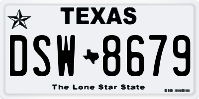TX license plate DSW8679