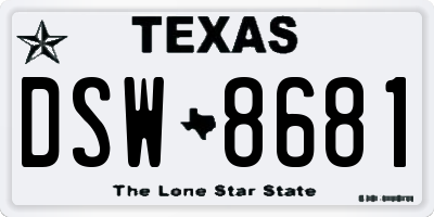 TX license plate DSW8681