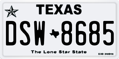 TX license plate DSW8685