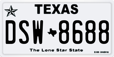 TX license plate DSW8688
