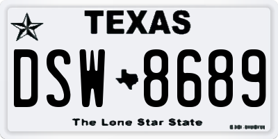 TX license plate DSW8689