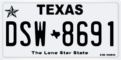 TX license plate DSW8691