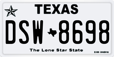TX license plate DSW8698