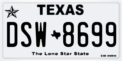 TX license plate DSW8699