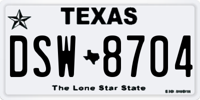 TX license plate DSW8704