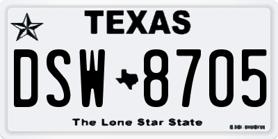 TX license plate DSW8705