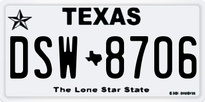 TX license plate DSW8706