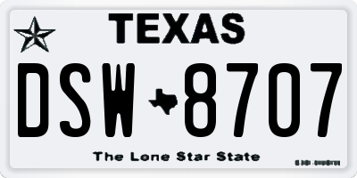 TX license plate DSW8707