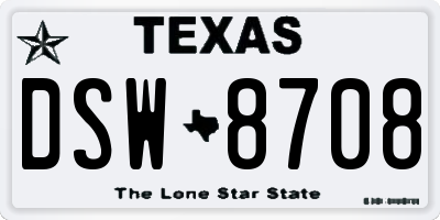 TX license plate DSW8708