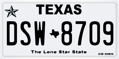 TX license plate DSW8709