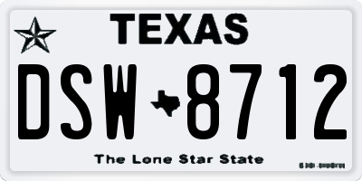 TX license plate DSW8712