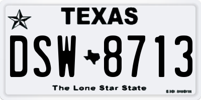 TX license plate DSW8713