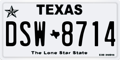 TX license plate DSW8714