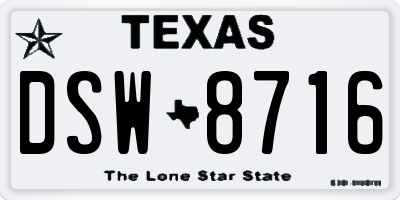 TX license plate DSW8716