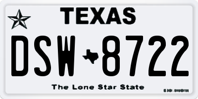 TX license plate DSW8722