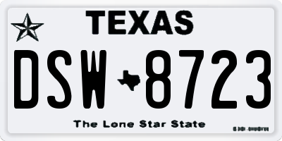 TX license plate DSW8723