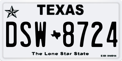 TX license plate DSW8724