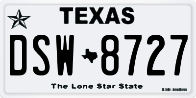 TX license plate DSW8727