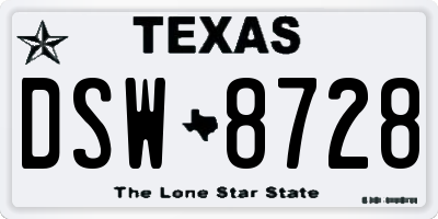 TX license plate DSW8728