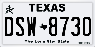 TX license plate DSW8730