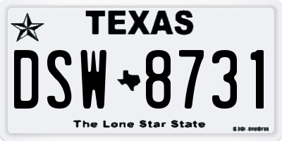 TX license plate DSW8731