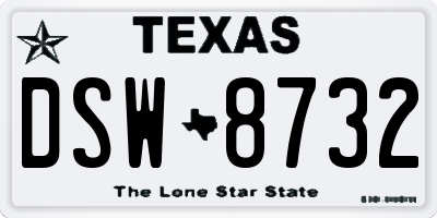 TX license plate DSW8732