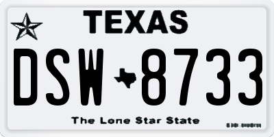 TX license plate DSW8733