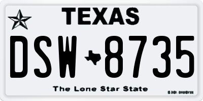 TX license plate DSW8735