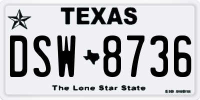 TX license plate DSW8736
