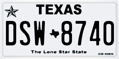 TX license plate DSW8740