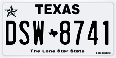 TX license plate DSW8741