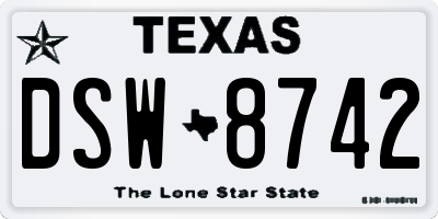 TX license plate DSW8742