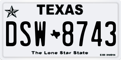 TX license plate DSW8743