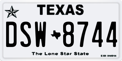 TX license plate DSW8744