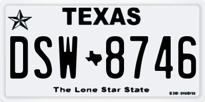 TX license plate DSW8746