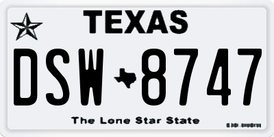 TX license plate DSW8747