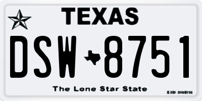 TX license plate DSW8751