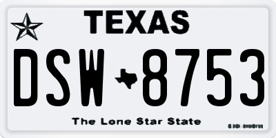 TX license plate DSW8753