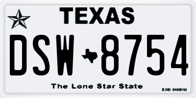 TX license plate DSW8754