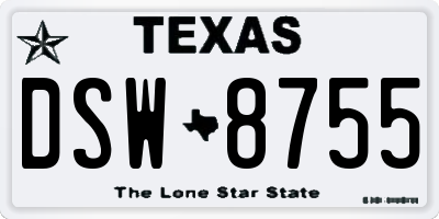 TX license plate DSW8755