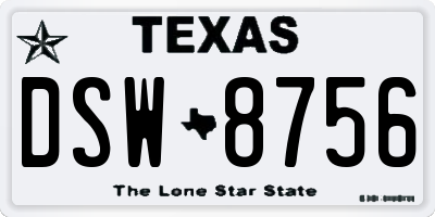 TX license plate DSW8756