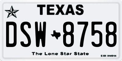 TX license plate DSW8758